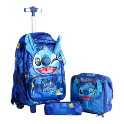 16 Inch Trolley Bag 3 Pcs Set - Stitch Blue